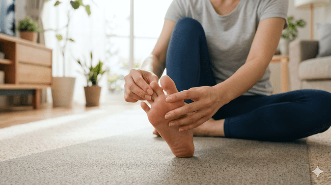 足指のマッサージを行う女性