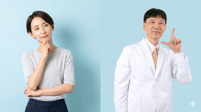 転倒に関する質問をしている女性と答えている男性医師